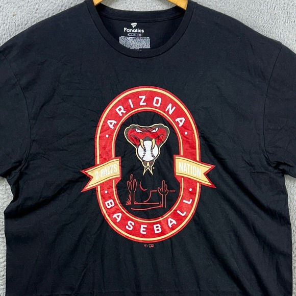 Arizona Diamondbacks T-Shirt Baseball Tee Mens XL Black Crewneck Fanatics NEW‎